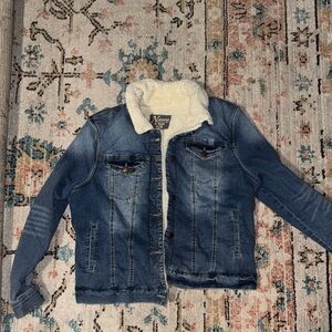 Natural Reflections Blue and Cream Sherpa Jean Jacket